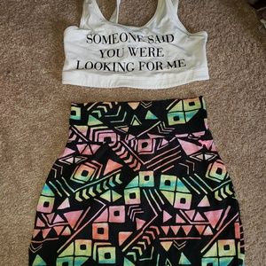 PINK skirt and sports bra outfit